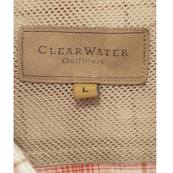 Clear Water Outfitters Button Down Shirt. Men's Large. Brown/White. - Picture 3 of 4